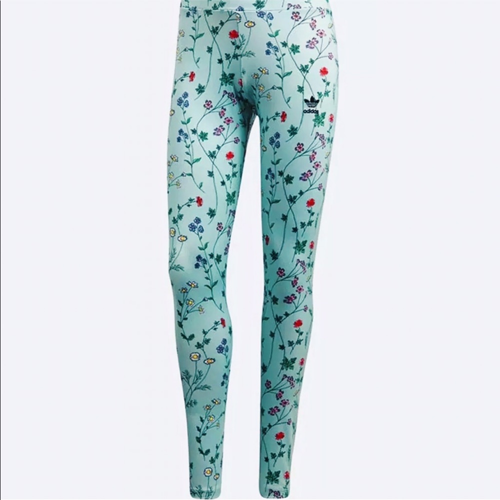 Authentic ADIDAS Stretch Leggings Mint Floral XS